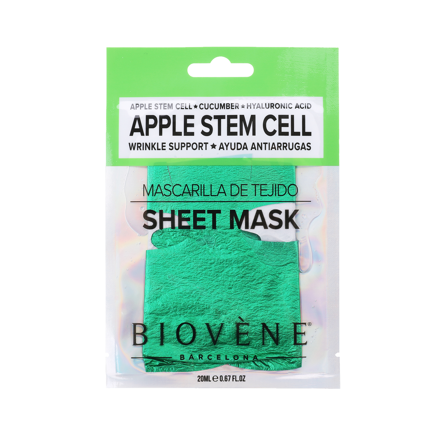 APPLE STEM CELL Wrinkle-Support Glam Sheet Mask with Cucumber and Hyaluronic Acid